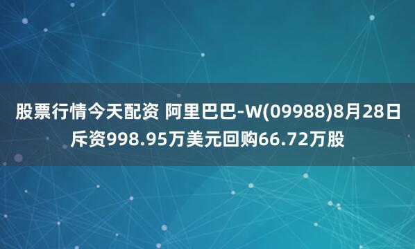 股票行情今天配资 阿里巴巴-W(09988)8月28日斥资998.95万美元回购66.72万股